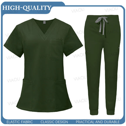 New Operating Room Uniform Hospital Working Scrub Set Medical Supplies Nurse Dental Surgery Suit Beauty Workwear Scrub Top Pants-KarWorkwear