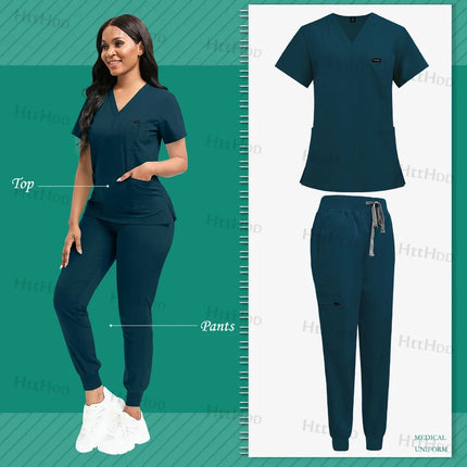 Women's Medical Joggers Suit Grooming Work Clothes Veterinary Dental Scrub Work Uniforms Fashion New Nurses Workwear Mens Scrubs-KarWorkwear