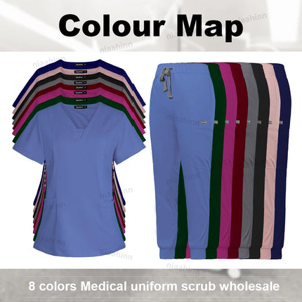Niaahinn Scrub Hospital Uniform Medical Top Pants Nurse Uniform High Fashion Uniforms Nursing Scrubs Set Hot Sell Surgical Gowns-KarWorkwear