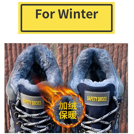High Quality Winter Boots Men Steel Toe Cap Safety Boots Work Shoes Men Puncture-Proof Work Boots Plush Warm Safety Shoes male-KarWorkwear