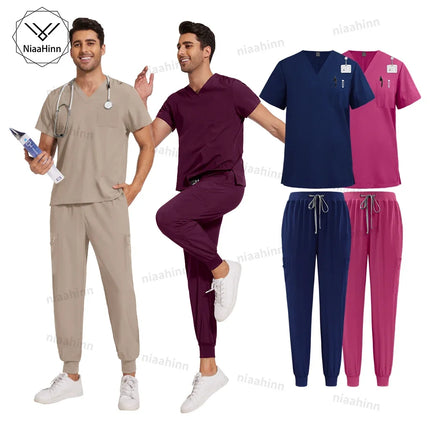 Wholesale Price Medical Scrubs Women Men Multicolour Scrub Top+pants Suit Short Sleeved Nursing Joggers Scrub Veterinary Uniform-KarWorkwear