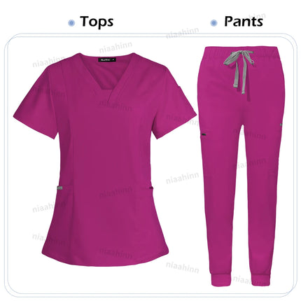 Niaahinn Scrub Hospital Uniform Medical Top Pants Nurse Uniform High Fashion Uniforms Nursing Scrubs Set Hot Sell Surgical Gowns-KarWorkwear