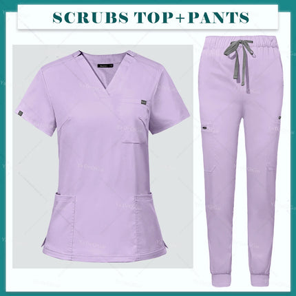 Purple Operating Room Clothes Medical Uniforms Scrubs Set Hospital Working Scrubs Set Medical Nurse Dental Surgery Suit Workwear-KarWorkwear