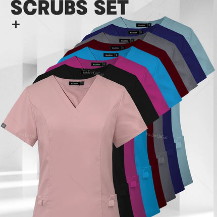 Workwear Nurse Uniform Tops+Straight Pants Medical Nursing Uniform Women Men Pet Shop Beauty Work Suit Doctor Surgery Scrubs Set-KarWorkwear