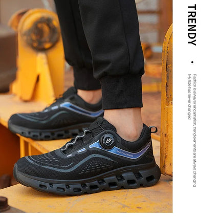 Fashion Rotating Button Men Work Safety Shoes Puncture-Proof Steel Toe Cap Sneakers Indestructible Protective Male Boots-KarWorkwear
