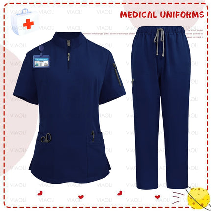 uniformes clinicos mujer Women Medical Uniforms Elastic Scrub Set Beauty Spa Hospital Surgical Top Pants Nursing Doctors Clothes-KarWorkwear