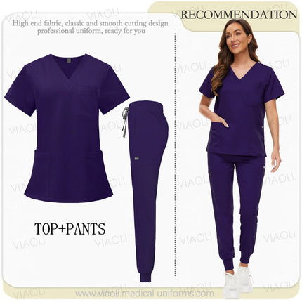 Unisex Medical Uniforms Men Women Nursing Clothes Beauty Costume Nurse Scrubs Sets Doctor Dentist Workwear Clinical Tops Pants-KarWorkwear