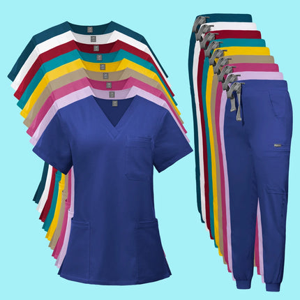 Scrubs Medical Uniforms Woman Multicolour SPA Beauty Uniform Dentist Veterinary Working Clothes Unisex Pharmacy Clinic Scrub New-KarWorkwear