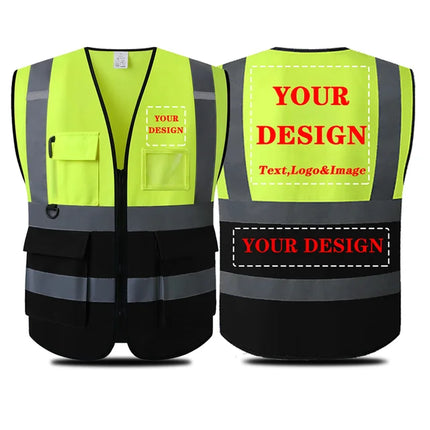 Custom Logo High Visibility Reflective Safety Vest Work Uniform Signal Security Jacket Reflex Clothing Rider Motor Geology Man