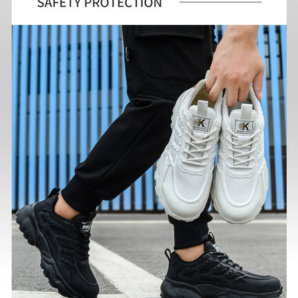 White Safety Shoes Men Steel Toe Boots Work Sneakers Anti-smash Anti-puncture Indestructible Shoes Sport Men Protective Shoes-KarWorkwear