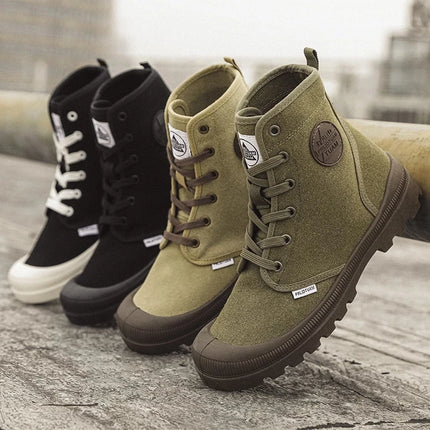 New Fashion High-top Mens Boots Outdoor Comfortable Mens Casual Boots Jungle Mountaineering Men Shoes Wide Bottom Platform Boots-KarWorkwear