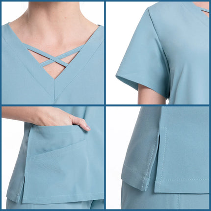 Clearance Scrubs Nursing Uniforms for Women Men Anesthetist Set Tops and Jogger Pants Thin Fabric Operating Room Doctor Workwear-KarWorkwear