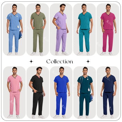 Surgical Uniforms Lab Workwear Clothes Nurse Scrubs Set Men Nurse Accessories Medical Uniform Surgical Dental Clinical Top Pants-KarWorkwear