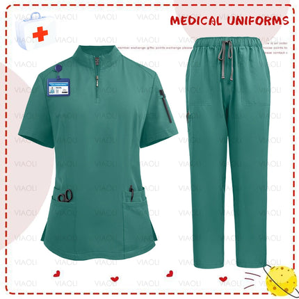 uniformes clinicos mujer Women Medical Uniforms Elastic Scrub Set Beauty Spa Hospital Surgical Top Pants Nursing Doctors Clothes-KarWorkwear