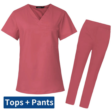 Short Sleeve Mens Scrub Uniforms Doctor Overcoats Dentist Set Medical Tops Pants Man or Women Nurse Work Wear Lab Pharmacy Gown-KarWorkwear
