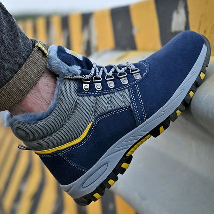 High Quality Winter Boots Men Steel Toe Cap Safety Boots Work Shoes Men Puncture-Proof Work Boots Plush Warm Safety Shoes male-KarWorkwear