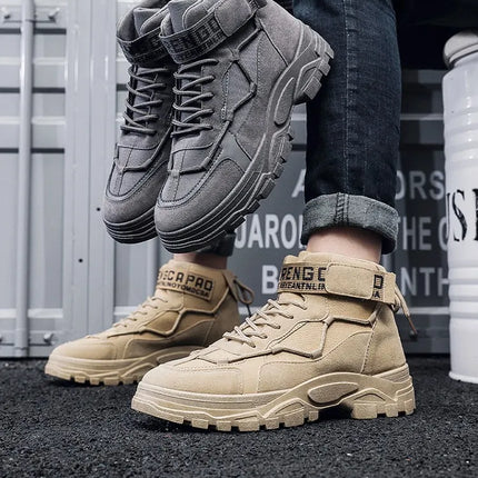 Men's Work Boots Winter New Fce Lined Anti-slip Waterproof Rainproof Warm  Boots Korean Sle round Toe Rubber Sole