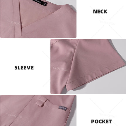 Workwear Nurse Uniform Tops+Straight Pants Medical Nursing Uniform Women Men Pet Shop Beauty Work Suit Doctor Surgery Scrubs Set-KarWorkwear