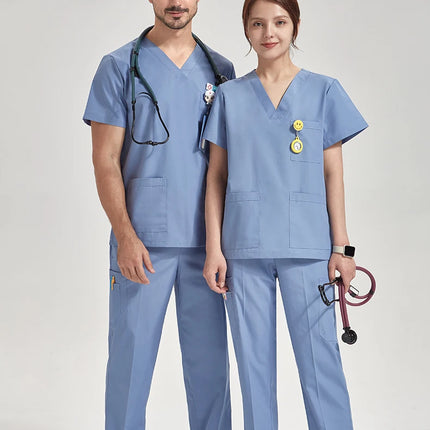 Ultra Light Scrub Set Medical Nurse Uniform for Women Men Hospital Doctor Workwear Poplin Fabric Veterinary Surgical Outfit 8020-KarWorkwear