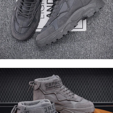 Men's Work Boots Winter New Fce Lined Anti-slip Waterproof Rainproof Warm  Boots Korean Sle round Toe Rubber Sole