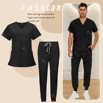 Red Nursing Uniforms Unisex Medical Top Pants Clinical Uniform Men Nursing Clothes Doctor Nurse Scrubs Sets Dentist Vet Workwear-KarWorkwear