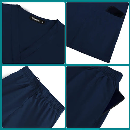 Aesthetic Uniforms Woman Beauty Manicurist Work Wear Hot Sales Scrubs Top Blouse Nursing Pants High-quality Scrub Suit Wholesale-KarWorkwear