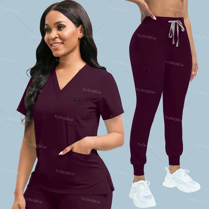 Slim Fit Medical Scrubs Uniform Women Scrub Sets Nursing Accessories Hospital Surgery Gowns Dental Clinic Beauty Salon Workwear-KarWorkwear