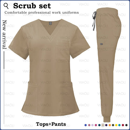 14 Colors Medical Uniforms Women Men Fashion Summer Nurse Uniforms Cool High Fabric Workwear Medical Clothes Nursing Tops Pants-KarWorkwear