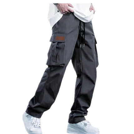 2025new men's workwear pants, European and American men's loose straight casual pants, men's workwear pocket pants