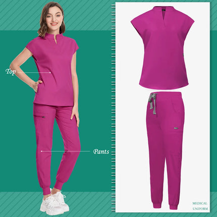 New Scrub Clothes Comfortable and Breathable Unisex Solid Color Top and Pants Set Medical Uniform Surgical Work Wear Wholesale-KarWorkwear