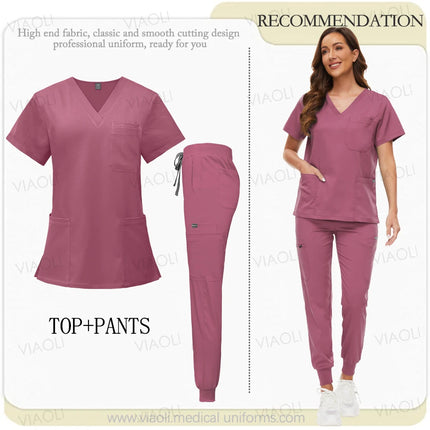 Unisex Medical Uniforms Men Women Nursing Clothes Beauty Costume Nurse Scrubs Sets Doctor Dentist Workwear Clinical Tops Pants-KarWorkwear