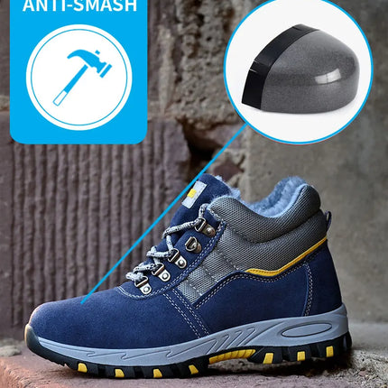 High Quality Winter Boots Men Steel Toe Cap Safety Boots Work Shoes Men Puncture-Proof Work Boots Plush Warm Safety Shoes male-KarWorkwear