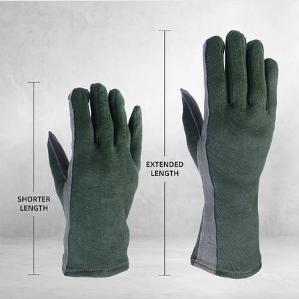 XYEHS 1 Pair Long/Short Cuff Leather Military Uniform Supply Pilot Safety Work Gloves Fire-Resistant Aramid Flight Gloves-KarWorkwear