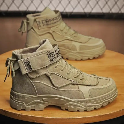 Men's Work Boots Winter New Fce Lined Anti-slip Waterproof Rainproof Warm  Boots Korean Sle round Toe Rubber Sole