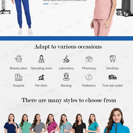 14 Colors Medical Uniforms Women Men Fashion Summer Nurse Uniforms Cool High Fabric Workwear Medical Clothes Nursing Tops Pants-KarWorkwear