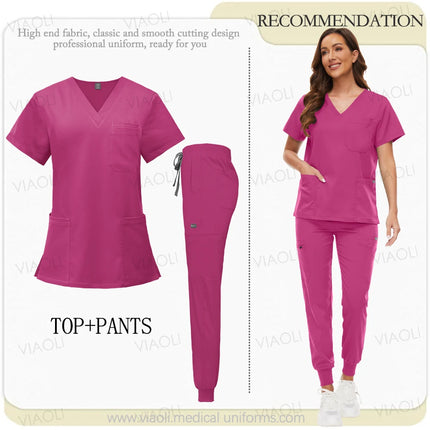 Unisex Medical Uniforms Men Women Nursing Clothes Beauty Costume Nurse Scrubs Sets Doctor Dentist Workwear Clinical Tops Pants-KarWorkwear