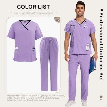 Surgical Uniforms Lab Workwear Clothes Nurse Scrubs Set Men Nurse Accessories Medical Uniform Surgical Dental Clinical Top Pants-KarWorkwear