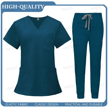 New Operating Room Uniform Hospital Working Scrub Set Medical Supplies Nurse Dental Surgery Suit Beauty Workwear Scrub Top Pants-KarWorkwear