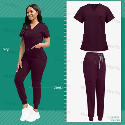 Women's Medical Joggers Suit Grooming Work Clothes Veterinary Dental Scrub Work Uniforms Fashion New Nurses Workwear Mens Scrubs-KarWorkwear