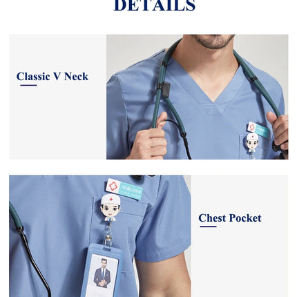 Ultra Light Scrub Set Medical Nurse Uniform for Women Men Hospital Doctor Workwear Poplin Fabric Veterinary Surgical Outfit 8020-KarWorkwear