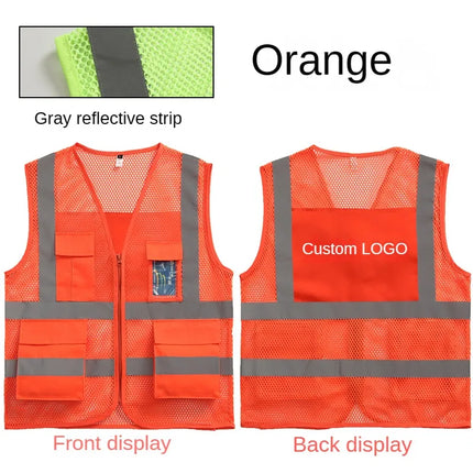 Custom Logo High Visibility Reflective Safety Vest Work Uniform Signal Security Jacket Reflex Clothing Rider Motor Geology Man