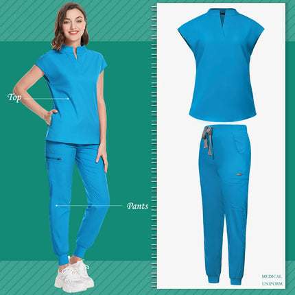 New Scrub Clothes Comfortable and Breathable Unisex Solid Color Top and Pants Set Medical Uniform Surgical Work Wear Wholesale-KarWorkwear