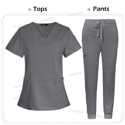 Niaahinn Scrub Hospital Uniform Medical Top Pants Nurse Uniform High Fashion Uniforms Nursing Scrubs Set Hot Sell Surgical Gowns-KarWorkwear
