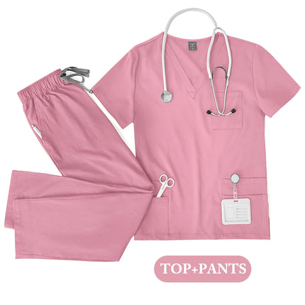 Unisex Medical Uniforms Men Women Nursing Clothes Lab Beauty Costume Nurse Scrubs Set Doctor Dentist Workwear Clinical Top Pants