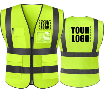Custom Logo High Visibility Reflective Safety Vest Work Uniform Signal Security Jacket Reflex Clothing Rider Motor Geology Man