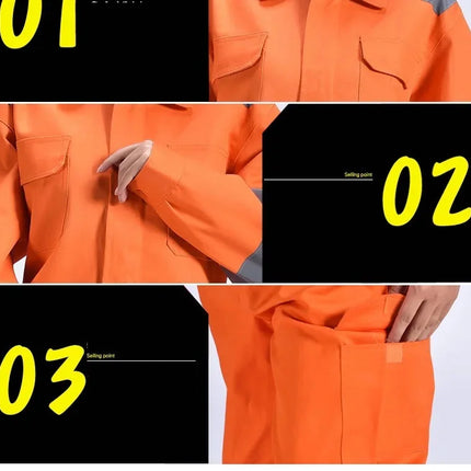 Cotton Work Uniforms Long Sleeve Safety Reflective Electrician Sailor Overall Workshop Auto Repair Fire-resistant Welding Suits-KarWorkwear