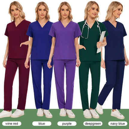 Aesthetic Uniforms Woman Beauty Manicurist Work Wear Hot Sales Scrubs Top Blouse Nursing Pants High-quality Scrub Suit Wholesale-KarWorkwear