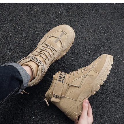 Men's Work Boots Winter New Fce Lined Anti-slip Waterproof Rainproof Warm  Boots Korean Sle round Toe Rubber Sole