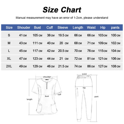 Women Scrub Set Zip-Neck Short Sleeve Scrub Top Pants Sets Nurse Uniforms Medical Nurses Accessories for Hospital Doctor Uniform-KarWorkwear