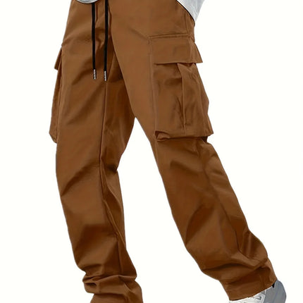 2025new men's workwear pants, European and American men's loose straight casual pants, men's workwear pocket pants